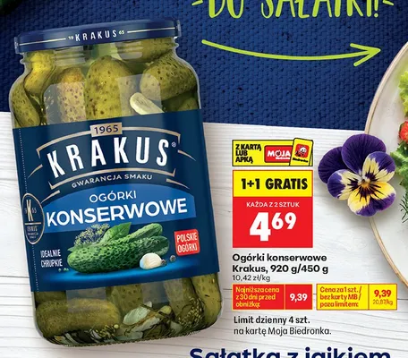 Ogórki konserwowe Krakus promocja w Biedronka