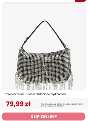 Torebka z łańcuszkiem ozdobiona cyrkoniami Renee promocja w Renee