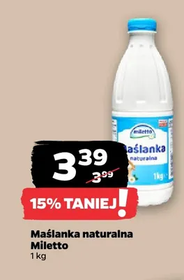 Maślanka naturalna Miletto promocja w Netto