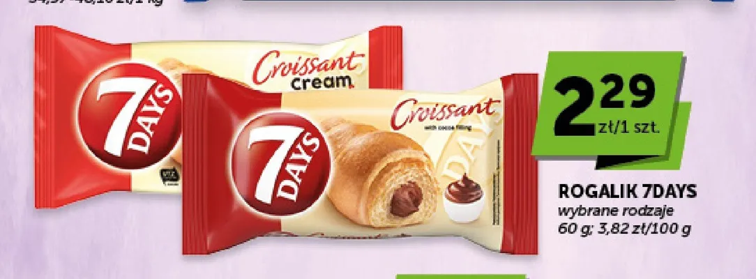 Rogalik 7Days Croissant z nadzieniem kakaowym promocja w Groszek