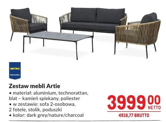 Zestaw mebli METRO PROFESSIONAL Artie promocja w Makro