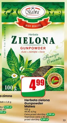Herbata zielona Gunpowder Malwa promocja w Dino