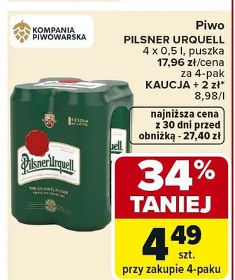 Piwo Pilsner Urquell promocja w Carrefour Market
