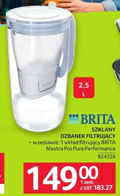 Szklany dzbanek filtrujący Brita 2,5l z wkładem Maxtra Pro Pure Performance 824326 promocja w Selgros