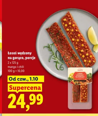 Łosoś wędzony na gorąco porcje mango i chili 2-pak 125 g promocja w Lidl