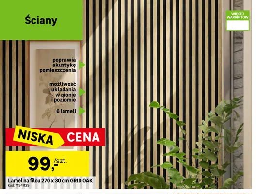 Lamel na filcu Grid Oak promocja w Leroy Merlin