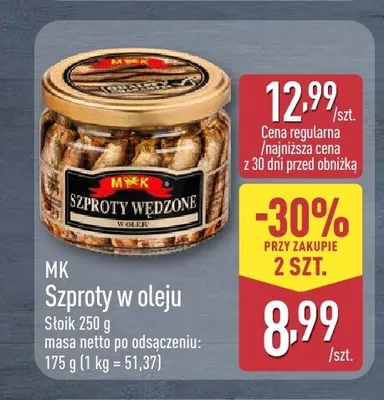 Szproty w oleju MK promocja w Aldi