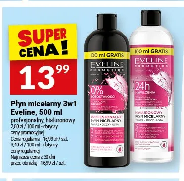 Płyn micelarny 3w1 Eveline promocja w Twój Market