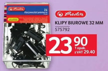 Klipy biurowe 32 MM Herlitz promocja w Selgros