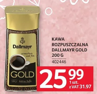 Kawa rozpuszczalna DALLMAYR GOLD 200 G promocja w Selgros