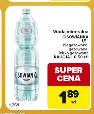 Woda mineralna Cisowianka niegazowana promocja w Carrefour Express
