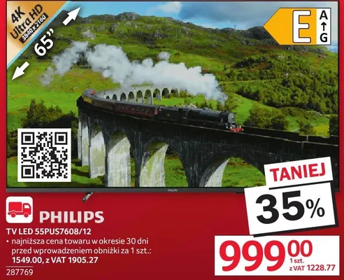 Telewizor PHILIPS 55PUS7608/12 promocja w Selgros