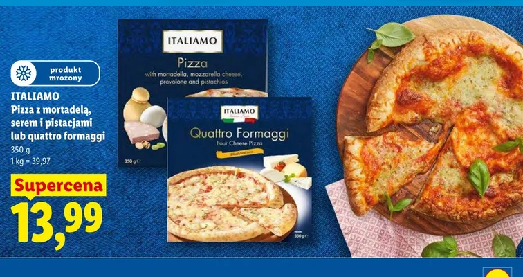 Pizza z mortadelą, serem i pistacjami ITALIAMO promocja w Lidl