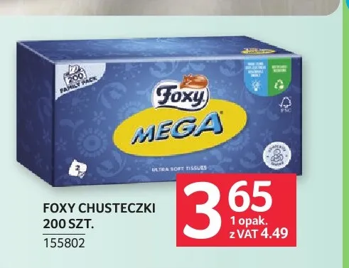 Chusteczki higieniczne Foxy Mega 200-pak promocja w Selgros