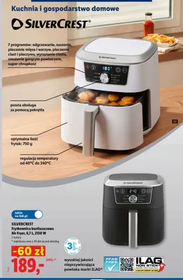 Frytkownica beztłuszczowa Silvercrest 6,7 l 2150W promocja w Lidl