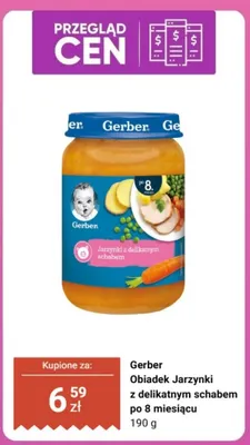 Obiadek Gerber Jarzynki z delikatnym schabem po 8 miesiącu promocja w Biedronka