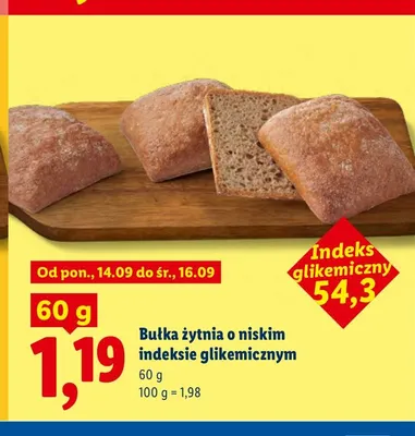 Bułka żytnia o niskim indeksie glikemicznym promocja w Lidl