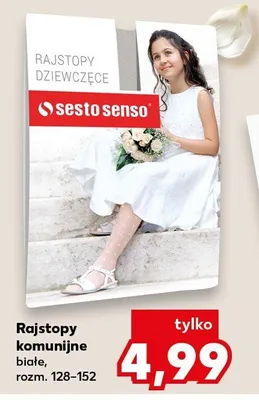 Rajstopy komunijne dziewczęce Sesto Senso białe rozm. 128-152 promocja w Kaufland
