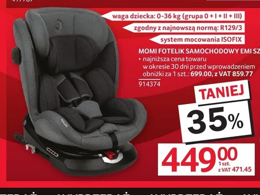 Fotelik samochodowy Momi Emi promocja w Selgros