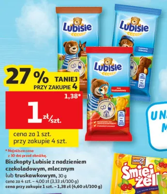 Biszkopty Lubisie z nadzieniem czekoladowym promocja w Auchan