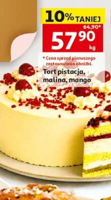 Tort pistacja, malina, mango promocja w Auchan