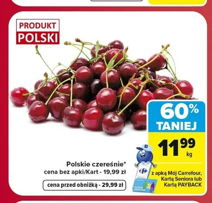 Czereśnie polskie promocja w Carrefour Market