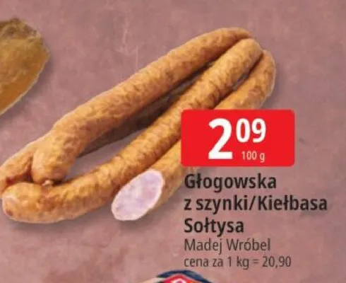 Głogowska z szynki/Kiełbasa Sołtysa promocja w Leclerc