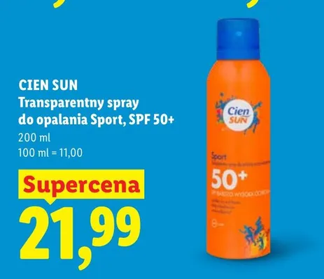 Transparentny spray do opalania Sport, SPF 50+ promocja w Lidl