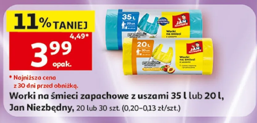 Worki na śmieci zapachowe z uszami Jan Niezbędny 35l promocja w Auchan
