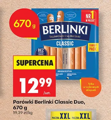 Parówki Berlinki Classic Duo promocja w Biedronka