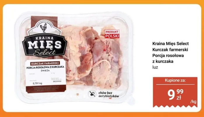Porcja rosołowa z kurczaka farmerskiego Kraina Mięs Select promocja w Biedronka