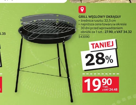 Grill węglowy okrągły promocja w Selgros