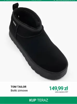Botki zimowe Tom Tailor promocja w Deichmann
