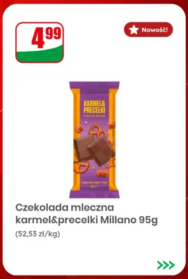 Czekolada mleczna karmel & precelki Millano promocja w Dino