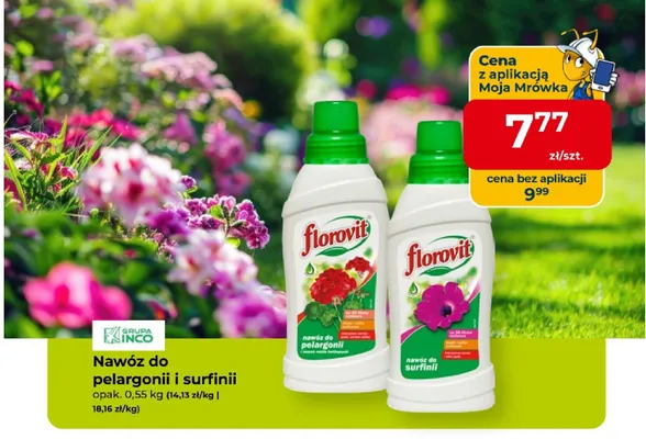 Nawóz do pelargonii Florovit promocja w PSB Mrówka
