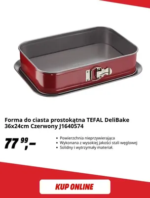 Forma do ciasta prostokątna Tefal DeliBake 36x24 cm czerwony J1640574 promocja w Media Markt