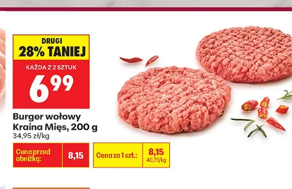 Burger wołowy Kraina Mięs promocja w Biedronka