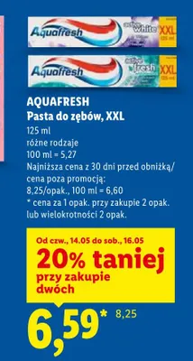 Pasta do zębów AQUAFRESH XXL active white promocja w Lidl