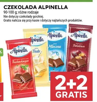 Czekolada Alpinella różne rodzaje promocja w Stokrotka