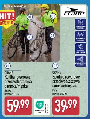 Kurtka rowerowa przeciwdeszczowa damska Crane promocja w Aldi