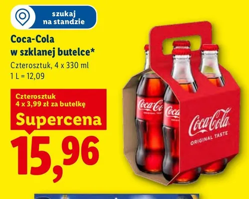 Coca-Cola w szklanej butelce 4-pak 330 ml promocja w Lidl