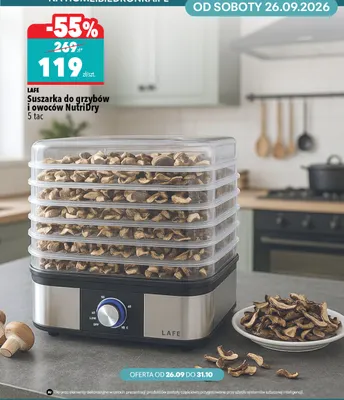 Suszarka do grzybów i owoców NutriDry 5 tac Lafe promocja w Biedronka Home