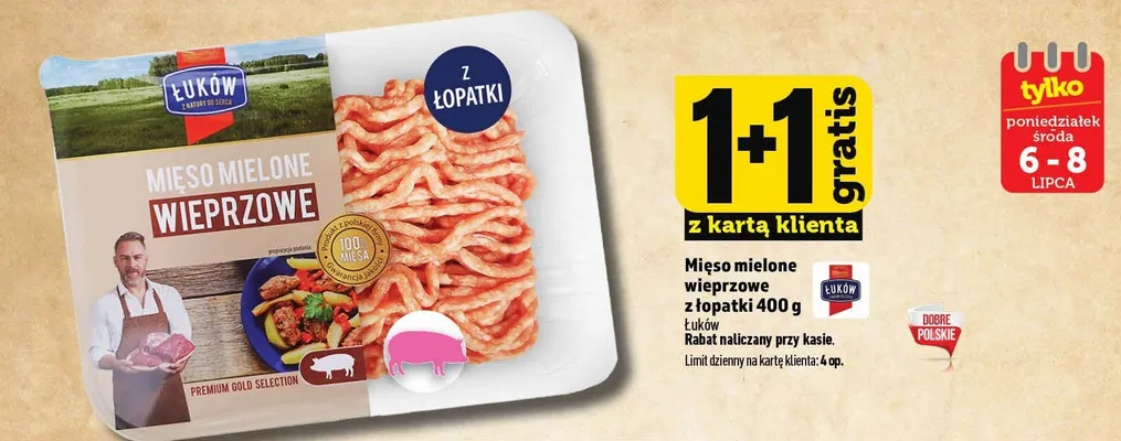 Mięso mielone wieprzowe z łopatki Łuków promocja w TOPAZ