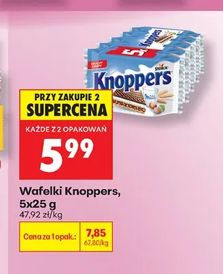 Wafelki Knoppers 5-pak promocja w Biedronka