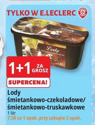 Lody śmietankowo-truskawkowe Eskiss promocja w Leclerc