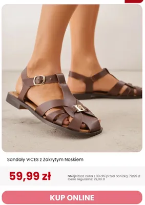 Sandały VICES z Zakrytym Noskiem promocja w Renee