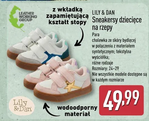 Sneakersy dziecięce na rzepy promocja w Aldi