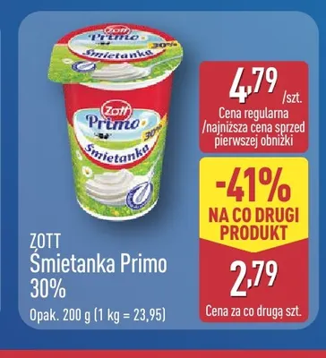 Śmietanka Primo Zott 30% promocja w Aldi