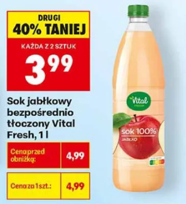 Sok jabłkowy bezpośrednio tłoczony Vital Fresh promocja w Biedronka