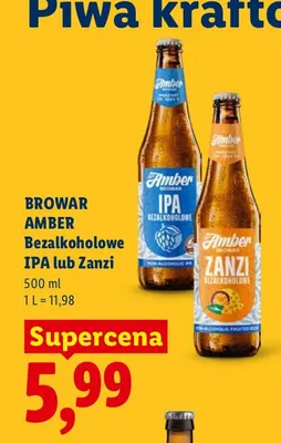 Piwo bezalkoholowe Browar Amber Zanzi promocja w Lidl